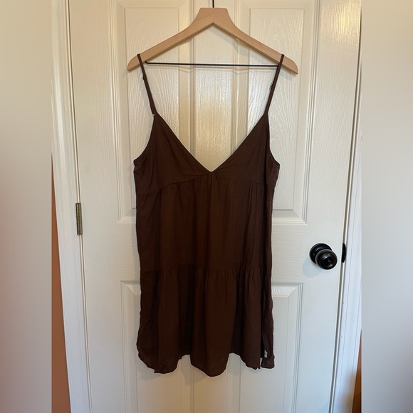 Rhythm Classic Tiered Mini Dress in Chocolate - Picture 3 of 6